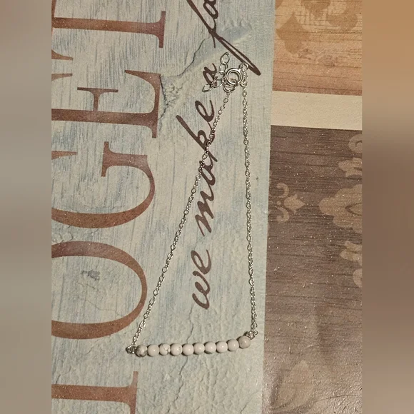 Sterling silver 925 howlite beaded ball ankle bracelet - Picture 2 of 5